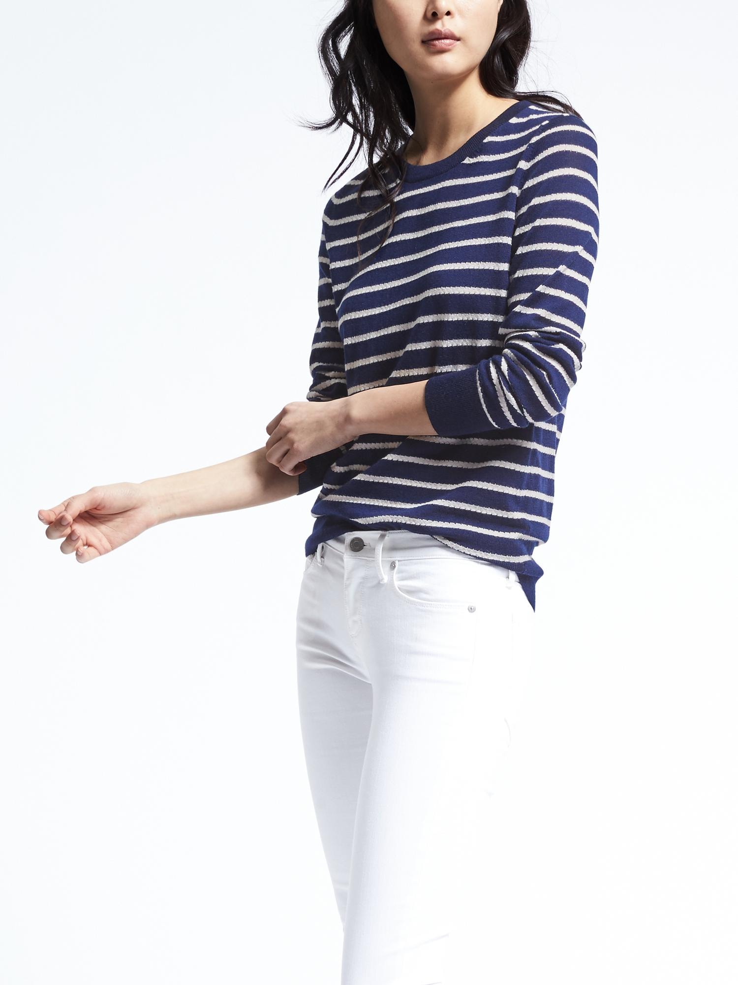 Merino Semi-Fitted Stripe Pullover Sweater