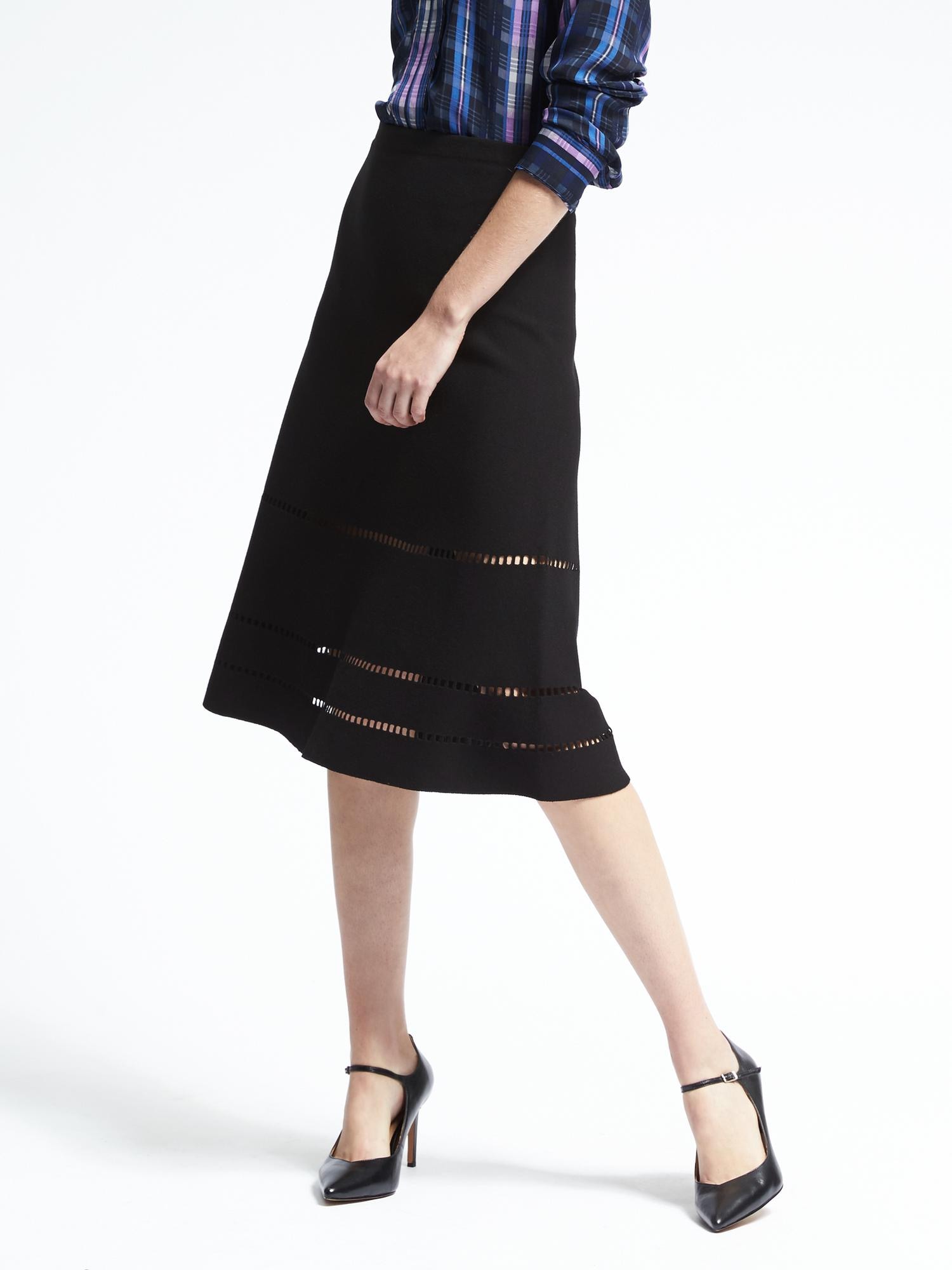 Fit-and-Flare Midi Skirt