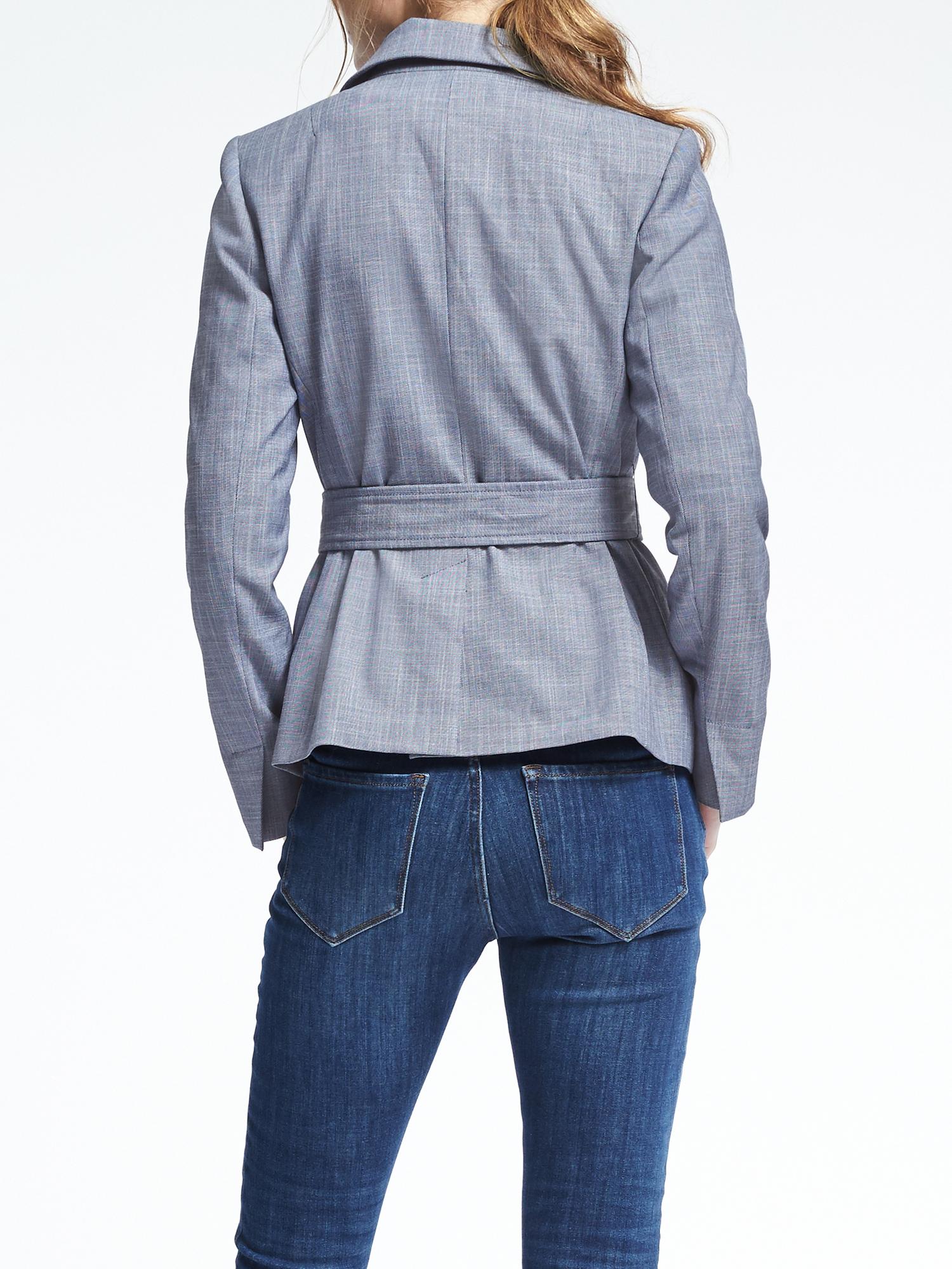 Chambray Belted Wrap Jacket
