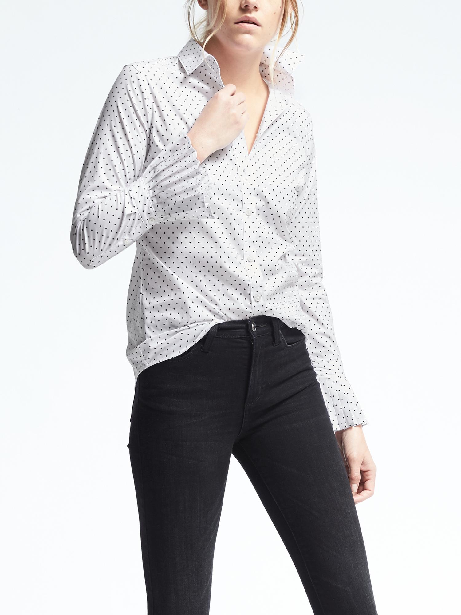 Riley-Fit White Pleated Cuff Shirt