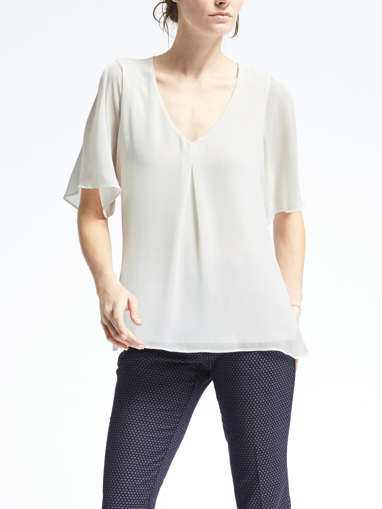 Drapey Pleated-Front Blouse