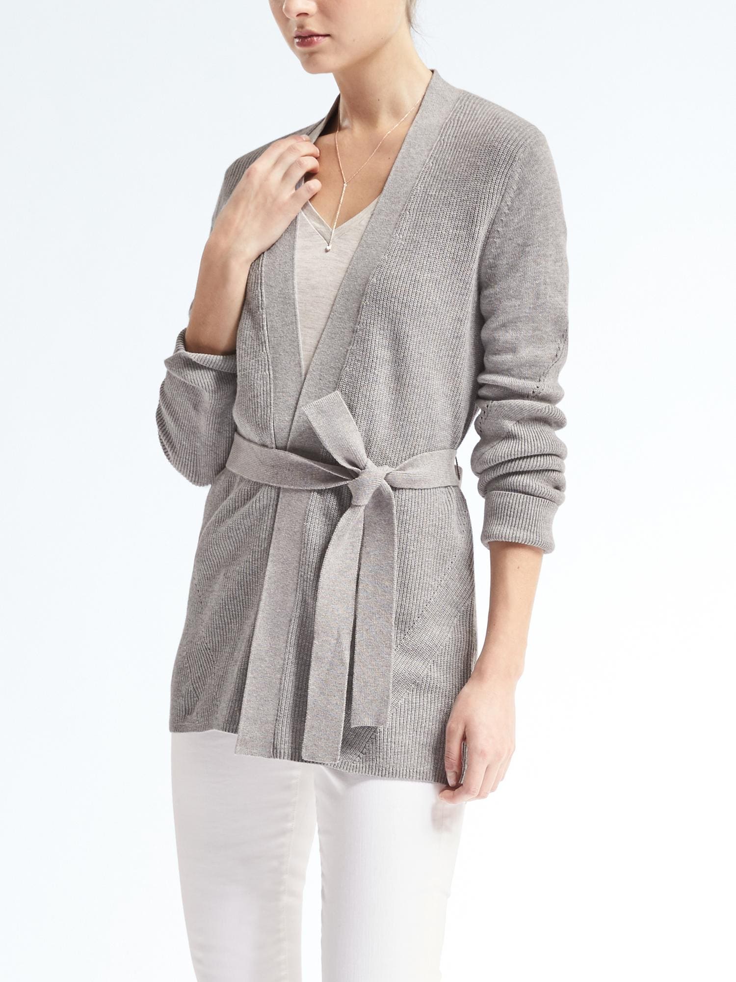 Ribbed Belted Cardigan