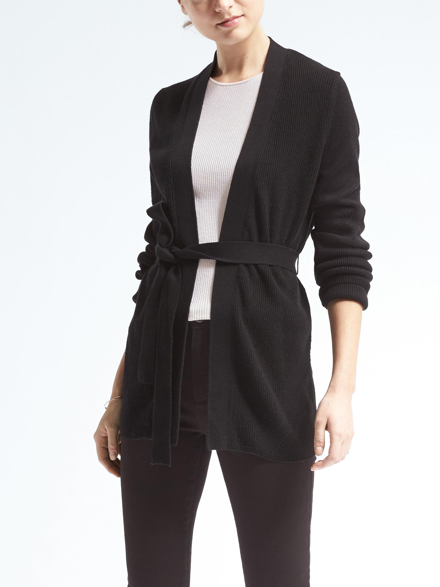 Ribbed Belted Cardigan