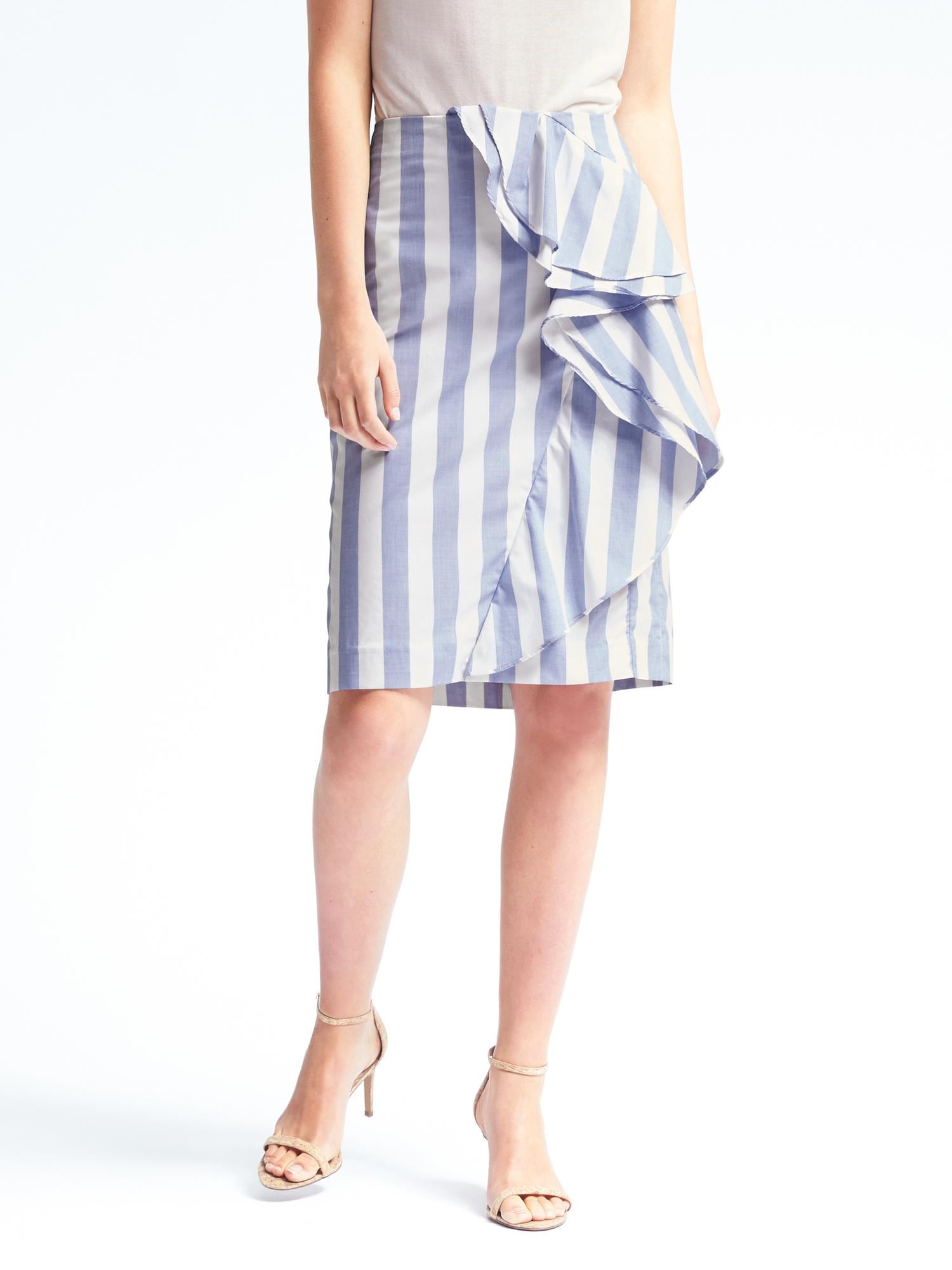 Ruffle Stripe Pencil Skirt