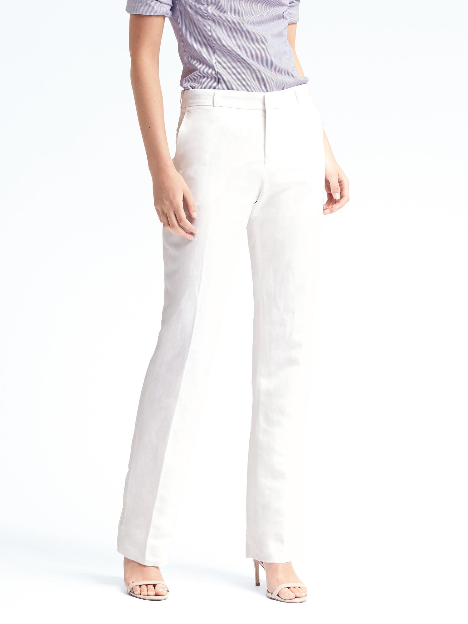 Logan-Fit White Linen-Blend Pant