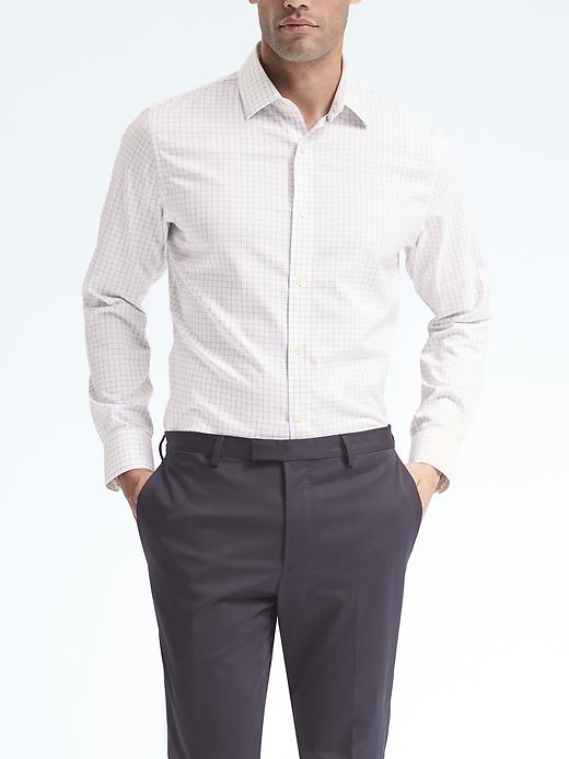 GrantFit NonIron Stretch Grid Shirt Banana Republic