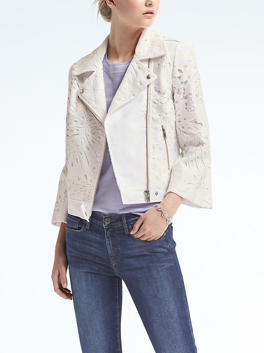 Luxefinds Com Presents Banana Republic Leaf Lace Moto Jacket Size