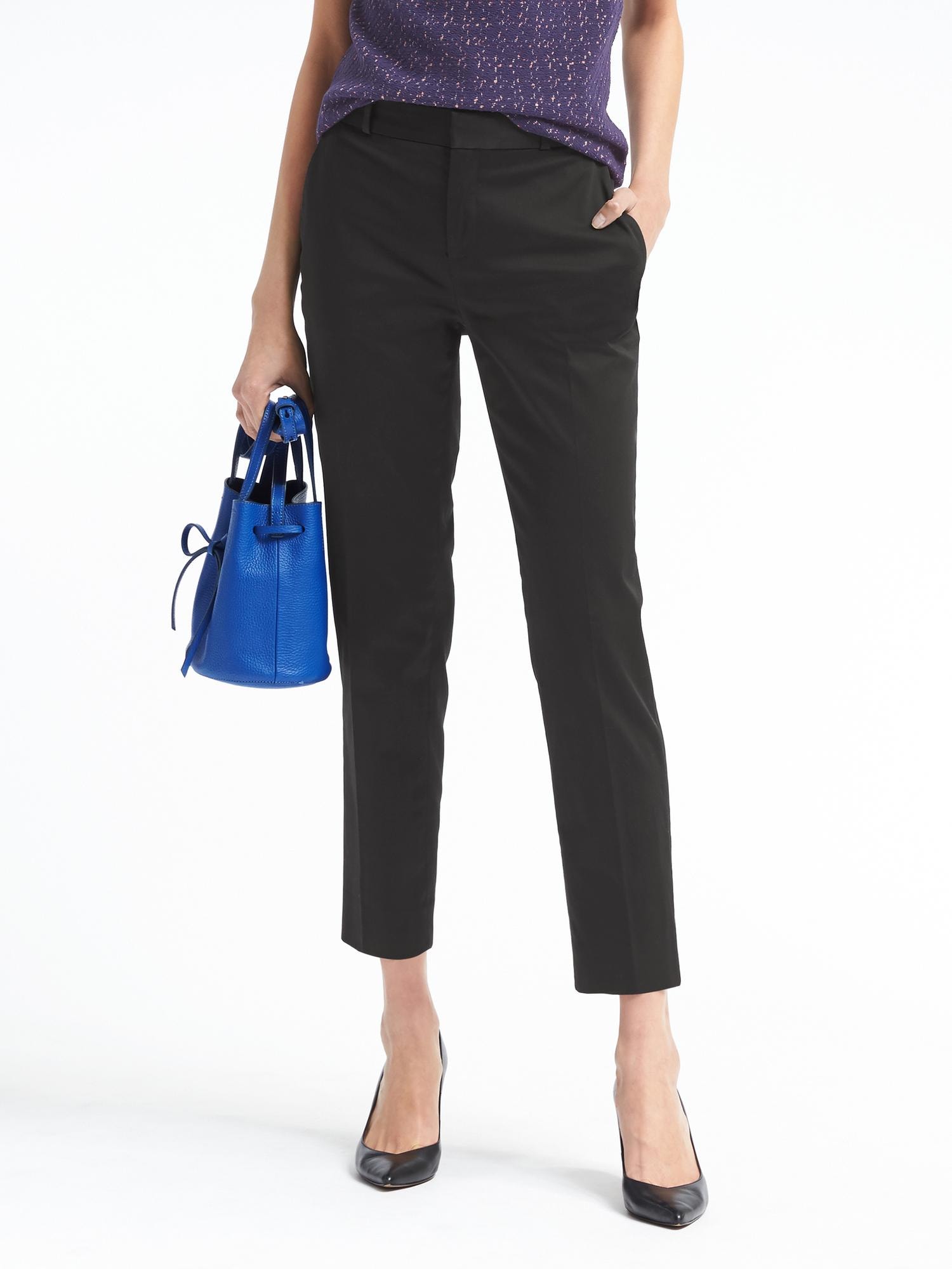 Avery Straight-Fit Solid Sateen Ankle Pant