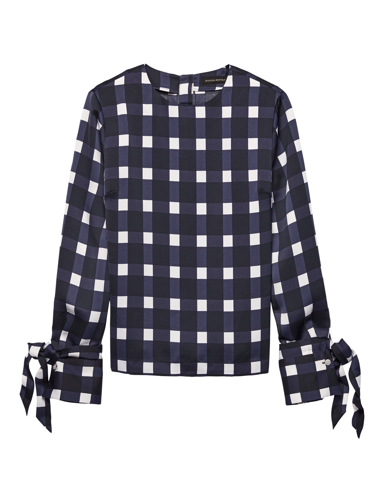 Gingham Vented Tie-Cuff Top