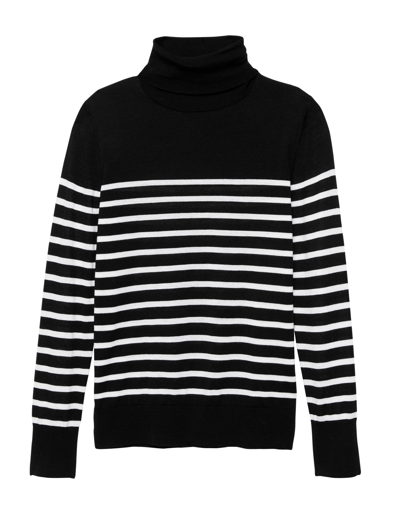 Washable Merino Stripe Turtleneck Sweater