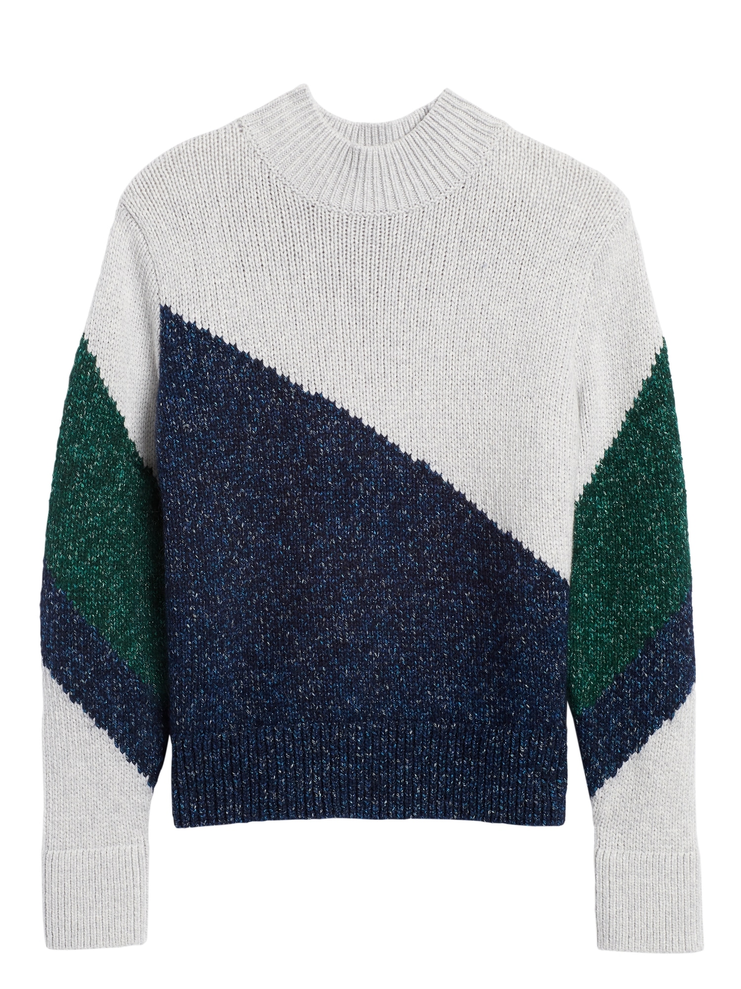 Metallic Color-Block Cropped Sweater