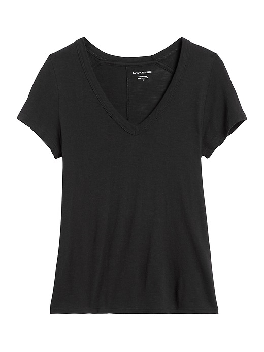 Petite Slub Cotton Modal V Neck T Shirt Banana Republic