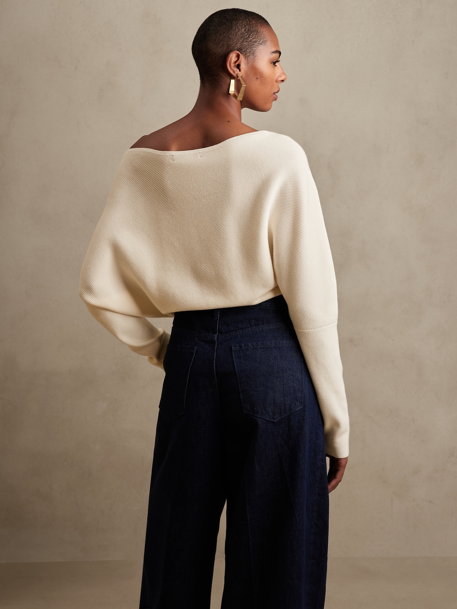 Colleta Ribbed Off-Shoulder Sweater