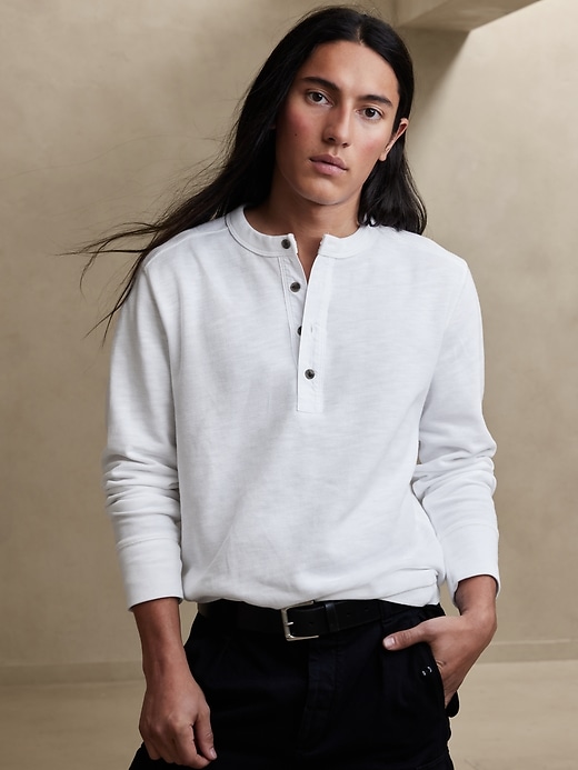 Softest Double Knit Henley T Shirt Banana Republic