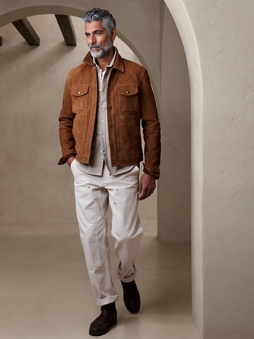 Heritage Suede Trucker Jacket Banana Republic