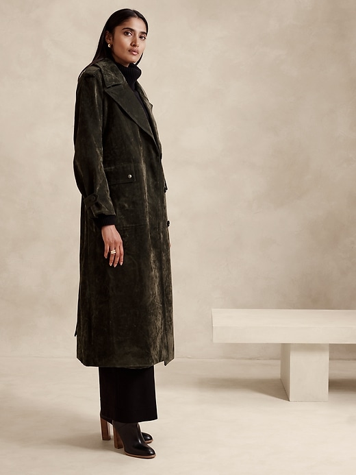 Amalia Velour Trench Coat Banana Republic