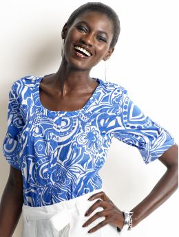 Women: Cotton printed tunic - Royal sparkle