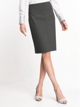Women: Lightweight wool pinstriped pencil skirt - Charcoal pinstripe