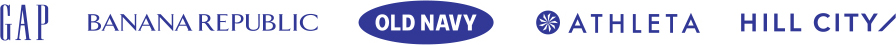 Brand logos - Gap, Banana Republic, Old Navy, Athleta, Hill City