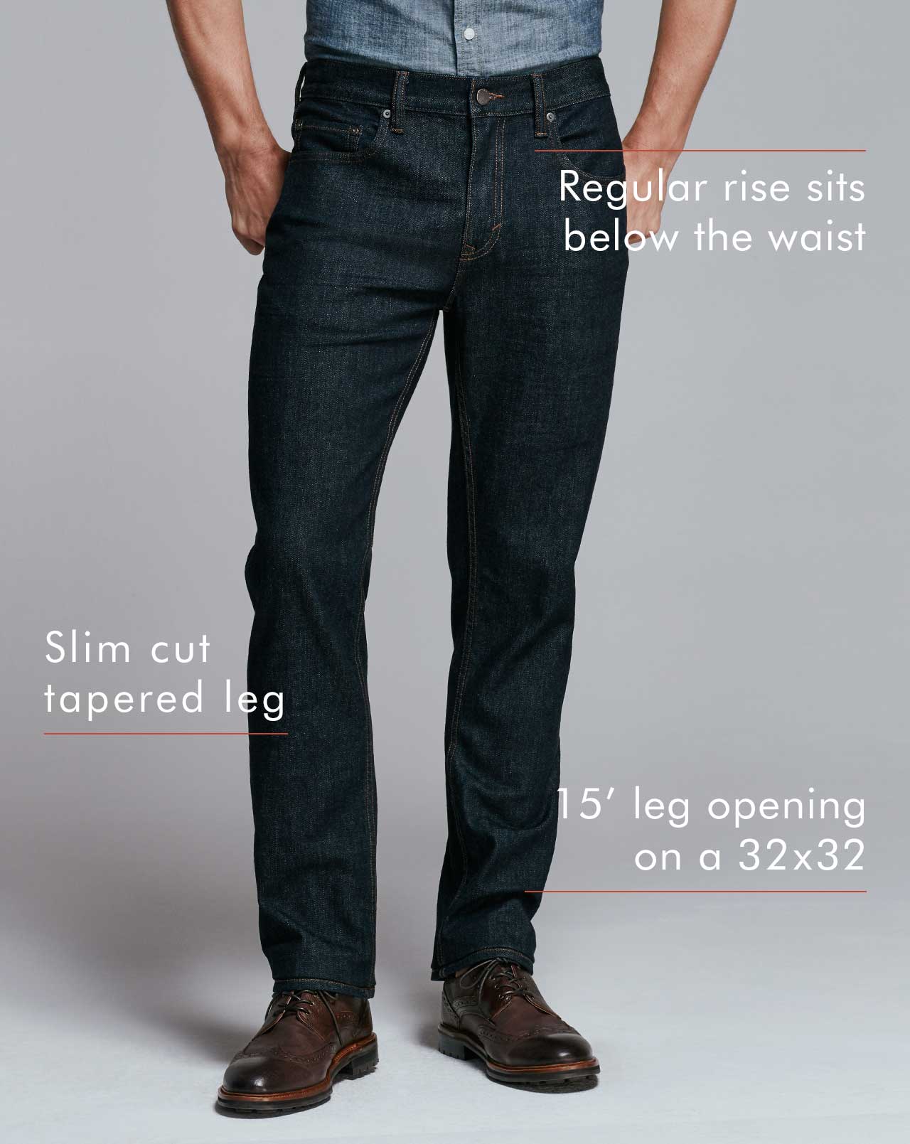 men's jeans that sit above the waist