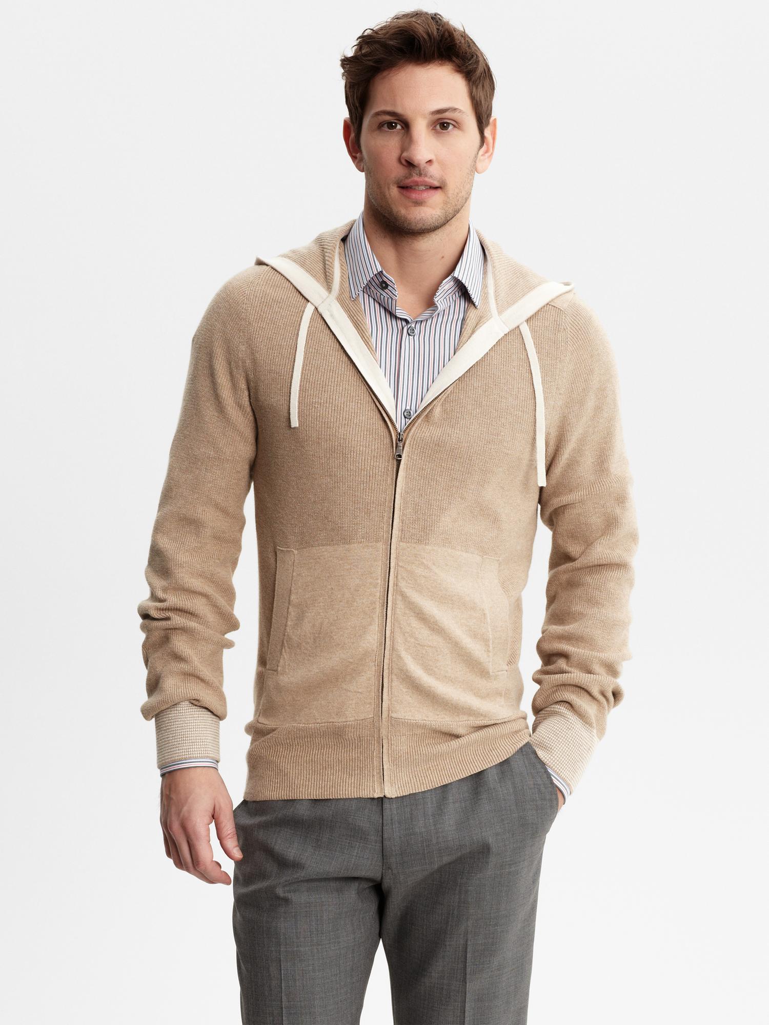 Tipped cotton hooded sweater Banana Republic