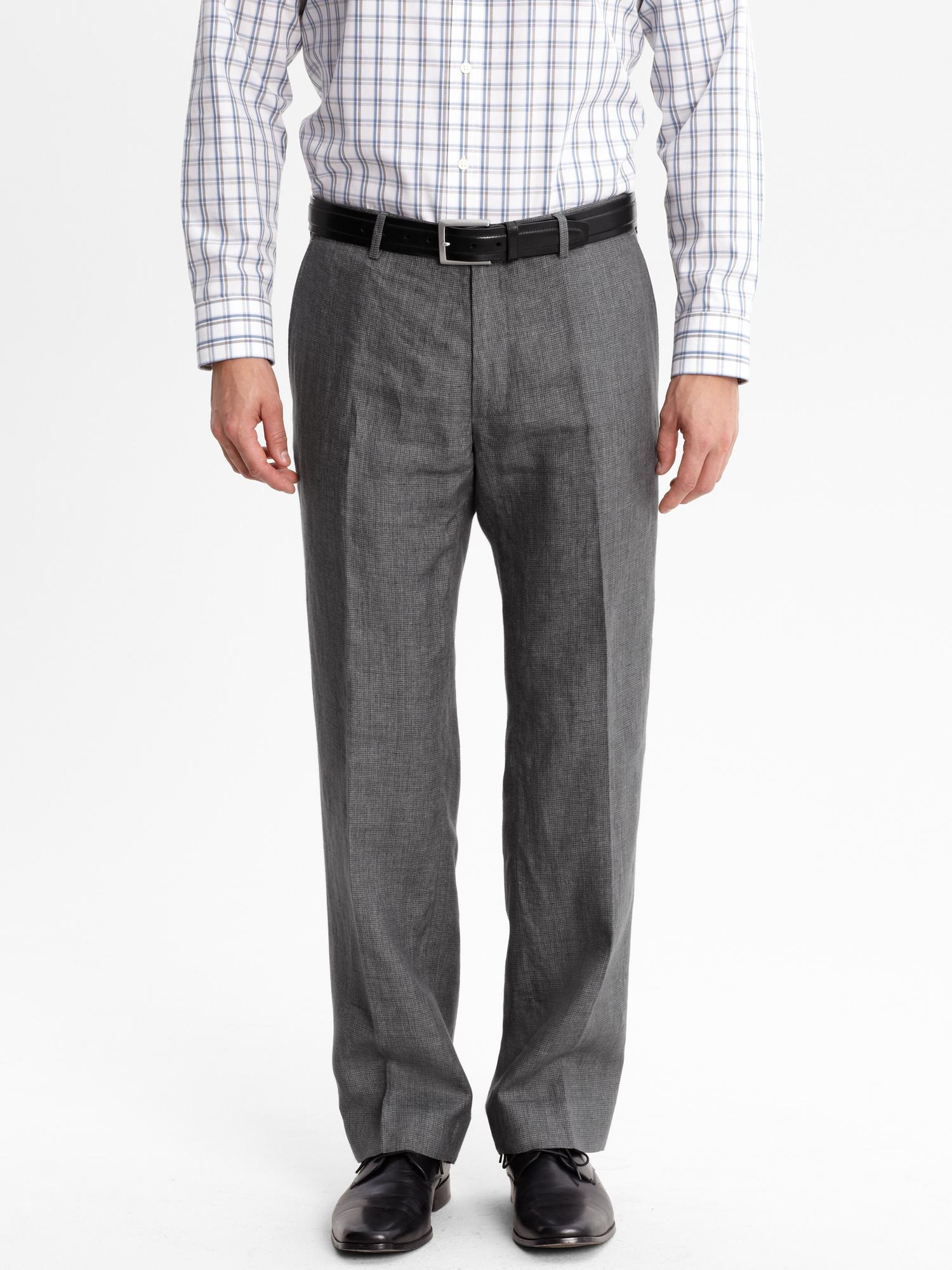 Classic fit houndstooth linen dress pant