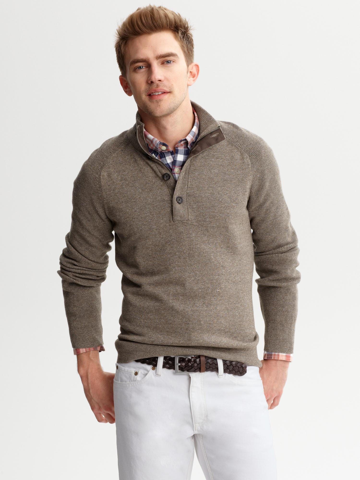 Half Zip Four Button Pullover Banana Republic