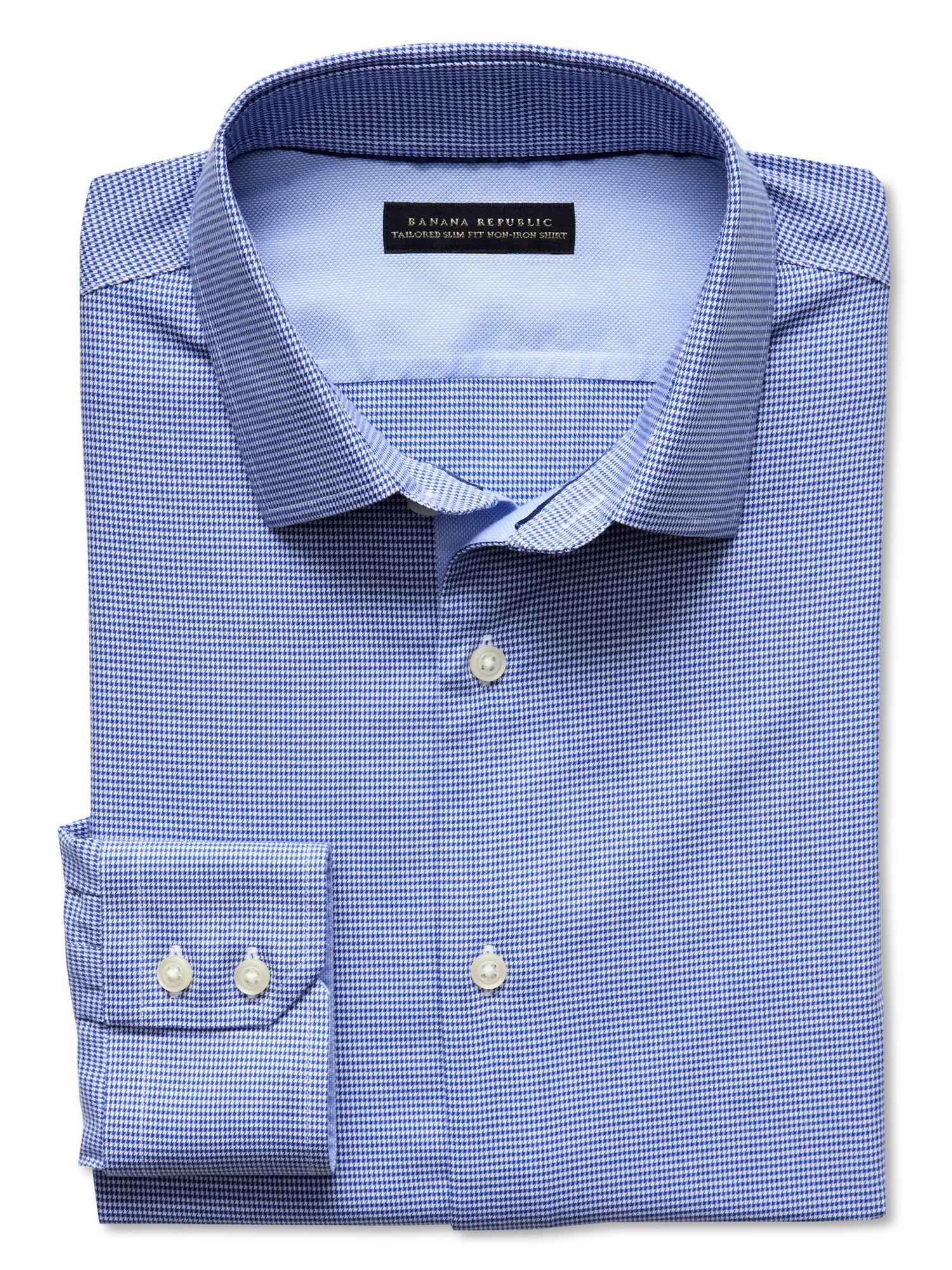 Tailored slim fit non-iron houndstooth shirt | Banana Republic