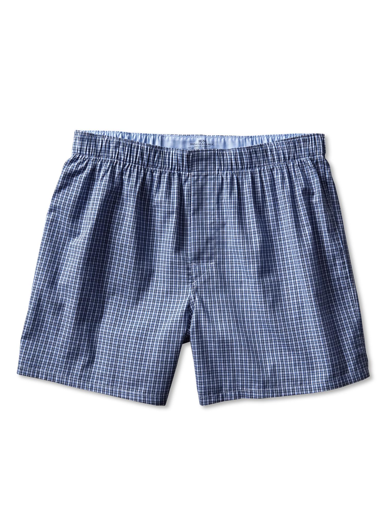 Blue micro-plaid boxer | Banana Republic