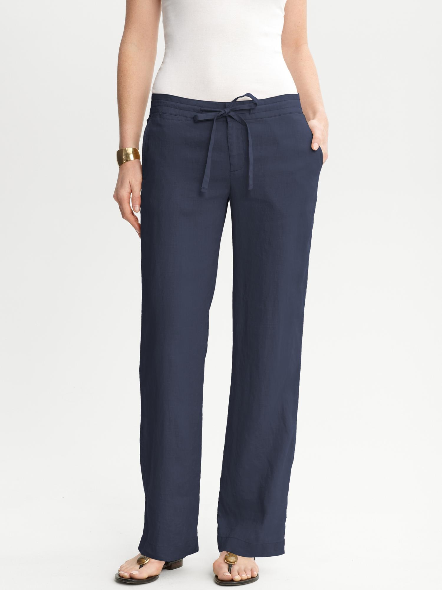 パンツ 00s Banana Republic navy linen slacks s-l400.jpg