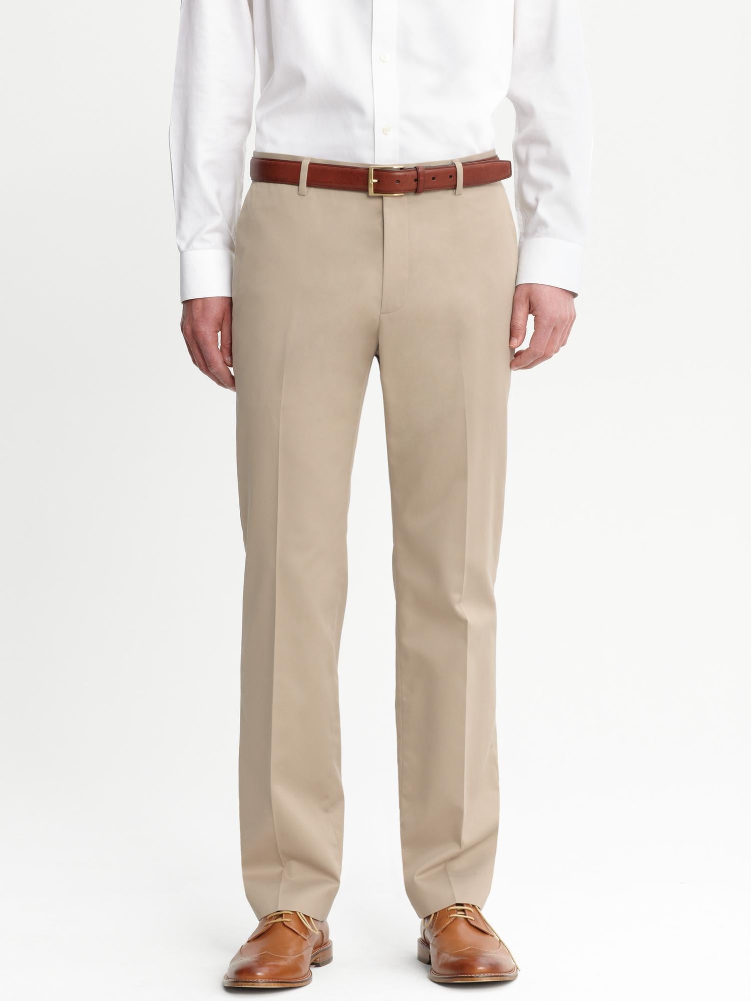 Tailored slim non-iron cotton pant