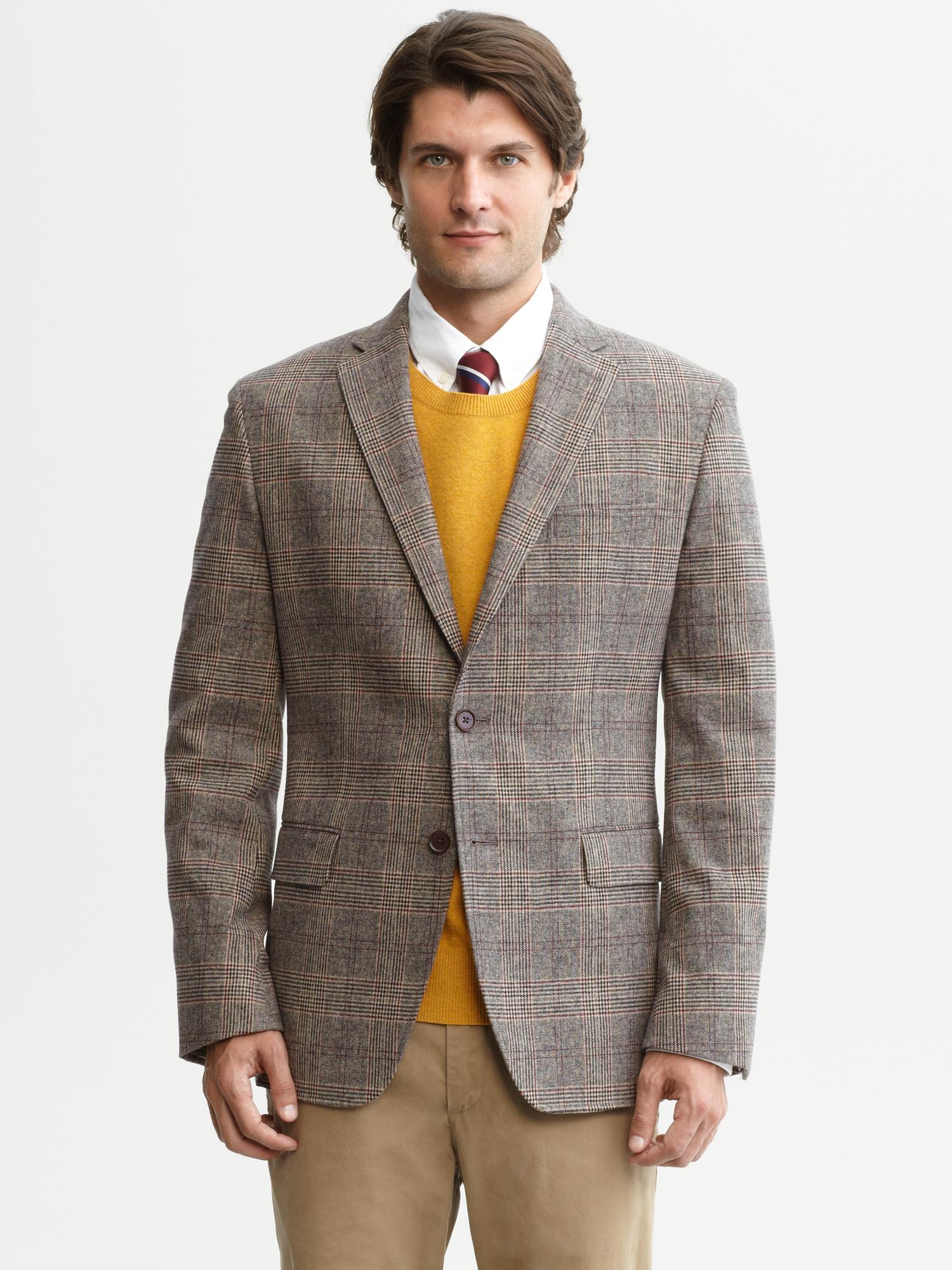 Tailored multi-plaid two-button blazer | Banana Republic