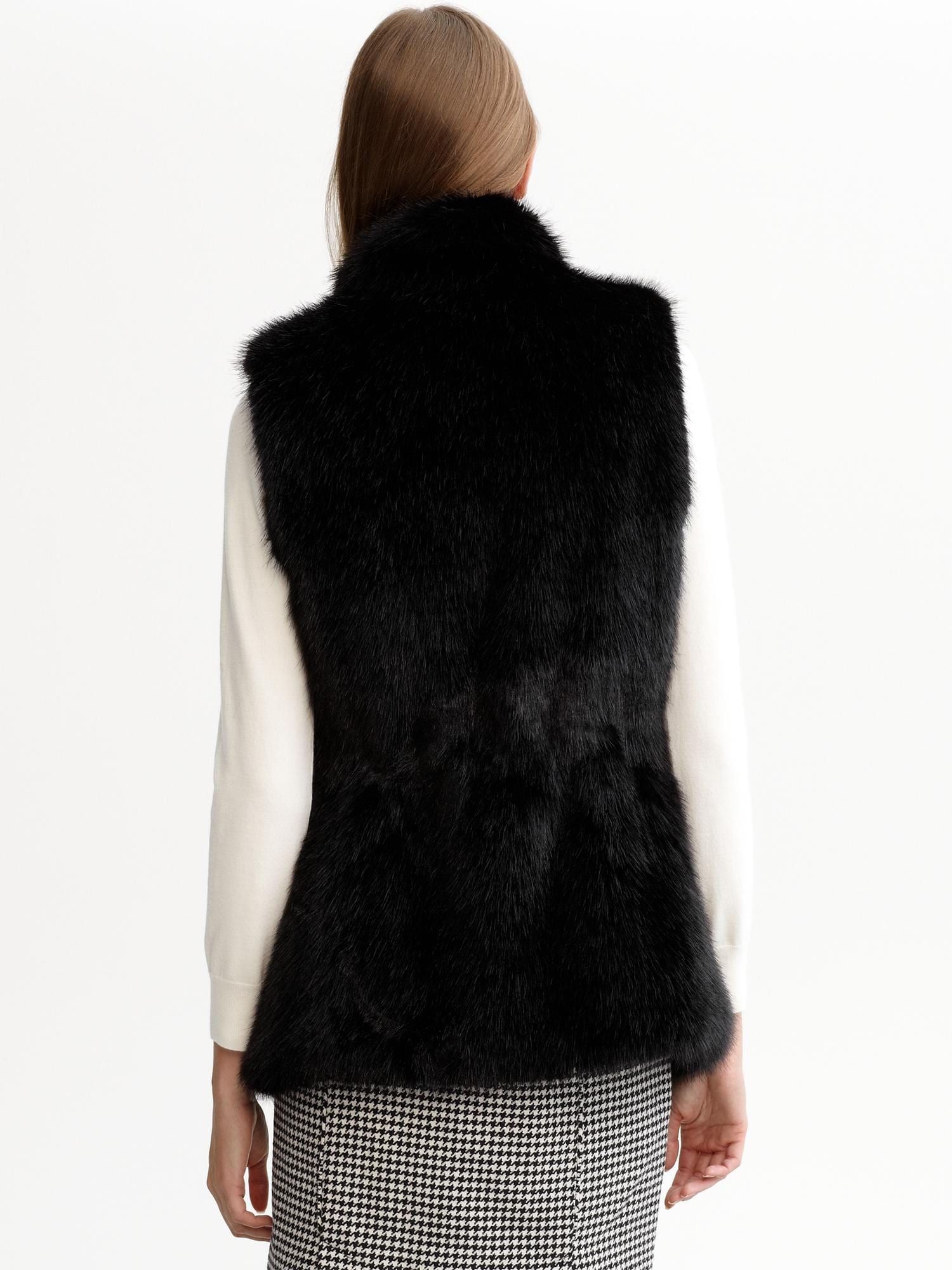 Black faux-fur vest