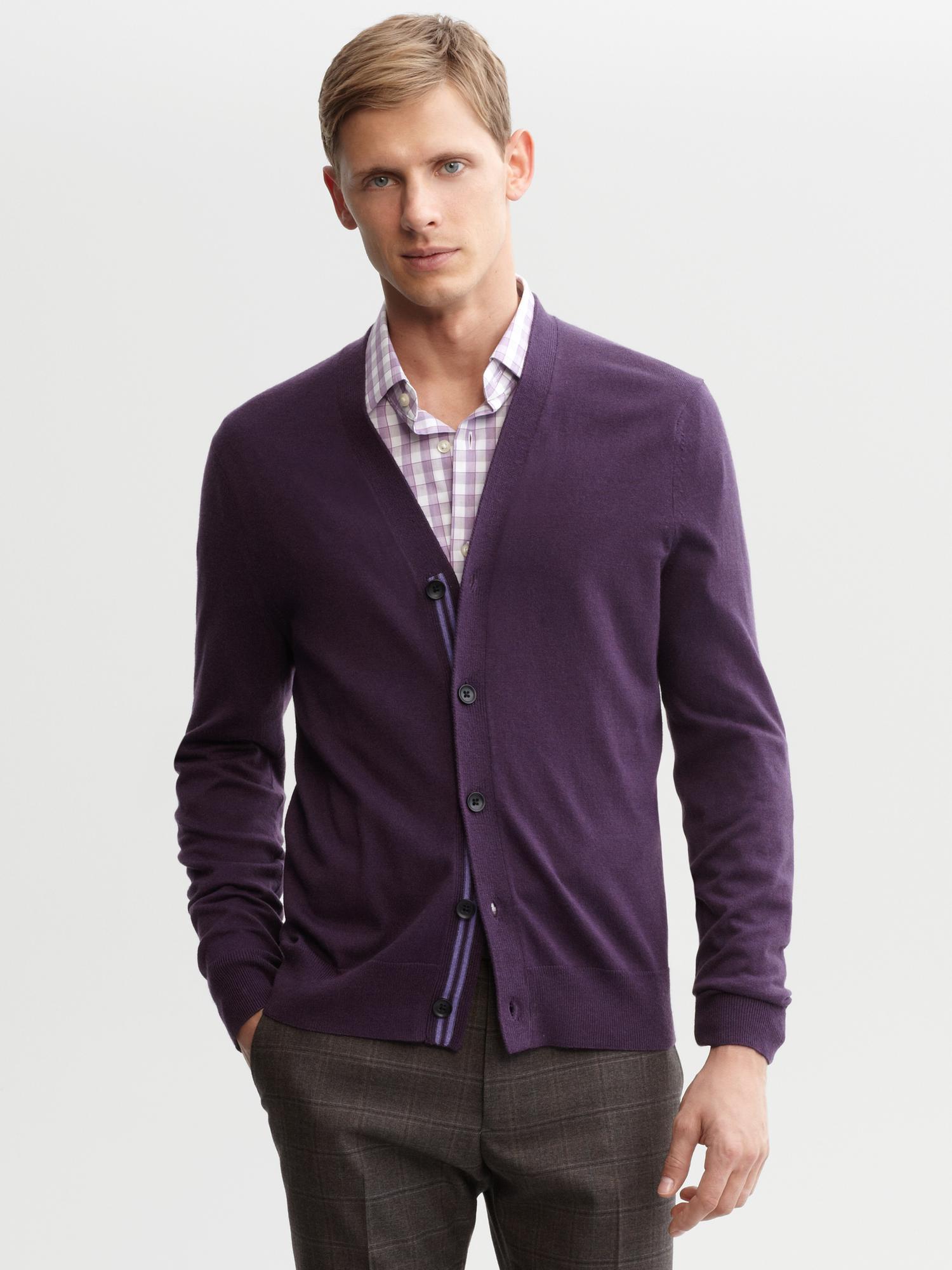 Tipped-placket cardigan | Banana Republic