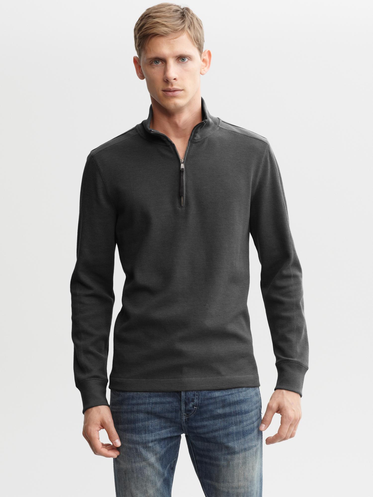 Waffle-knit half-zip | Banana Republic