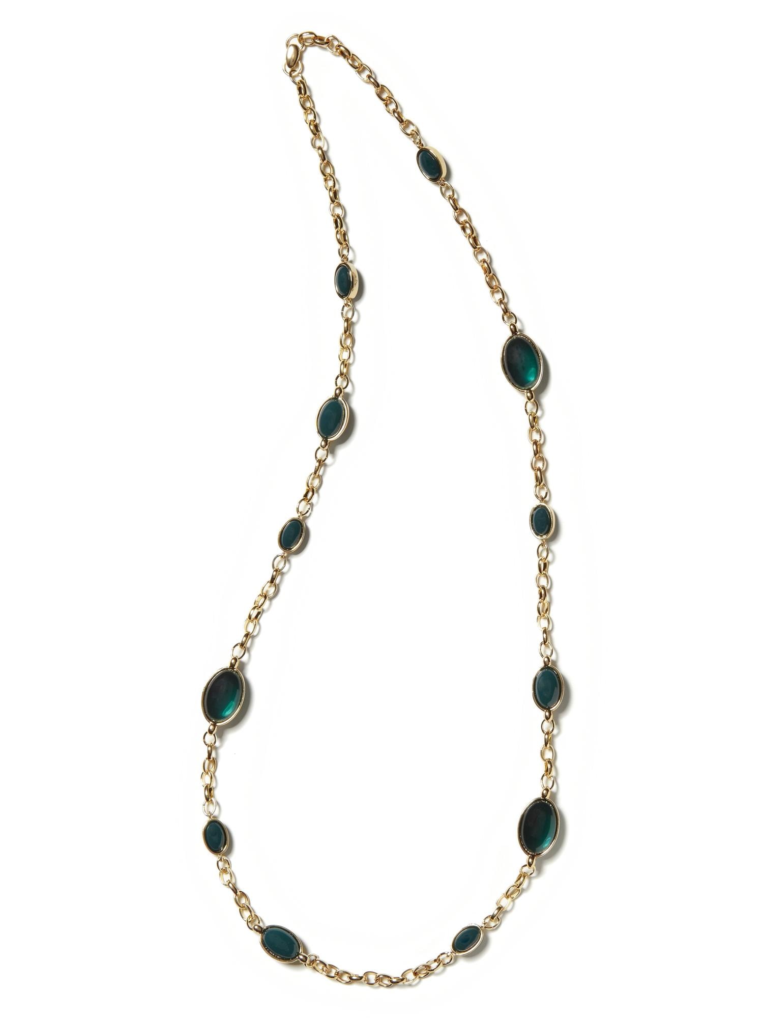 Teal stone chain necklace