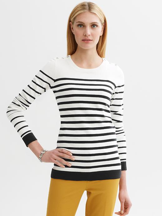 Striped button-shoulder pullover | Banana Republic