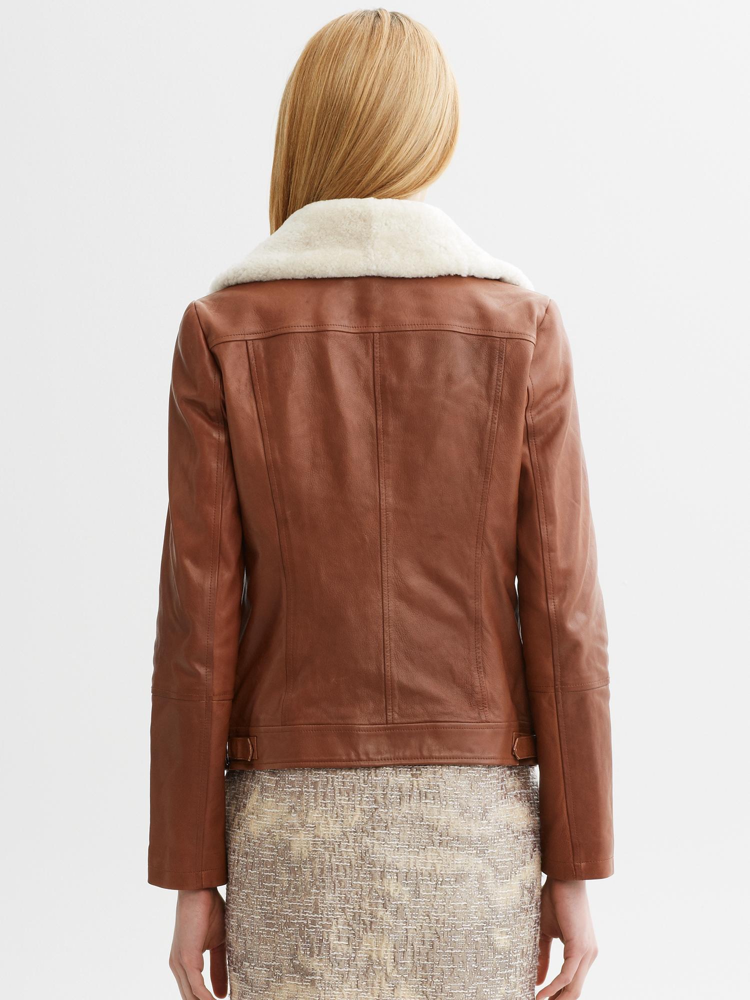 Shearling collar leather jacket