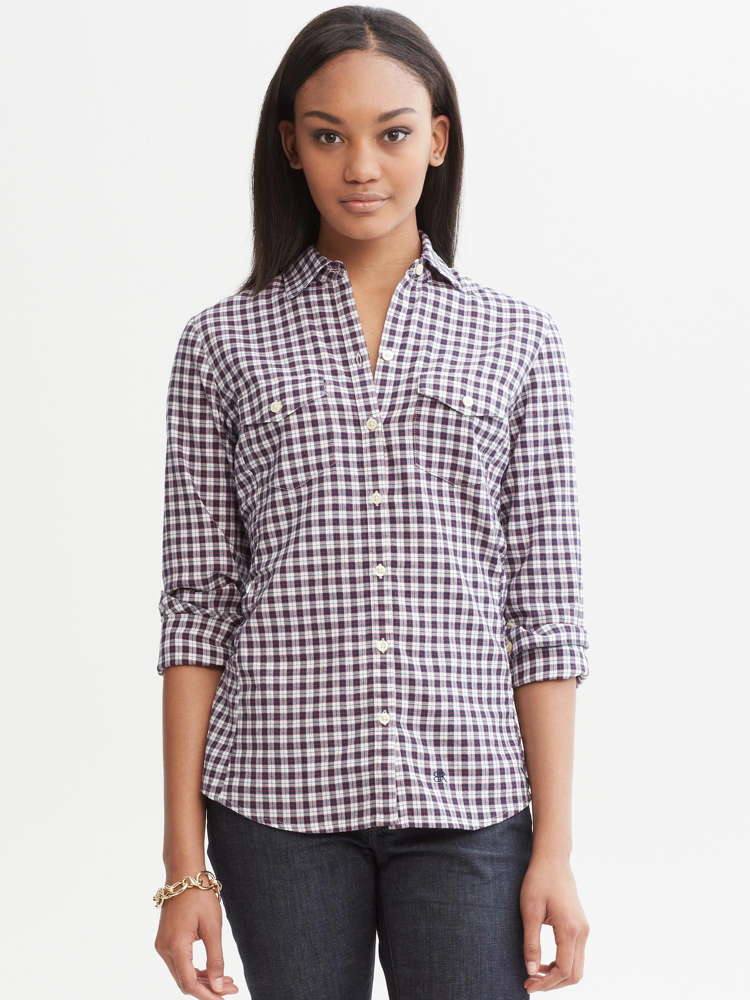 Soft-wash open plaid shirt | Banana Republic