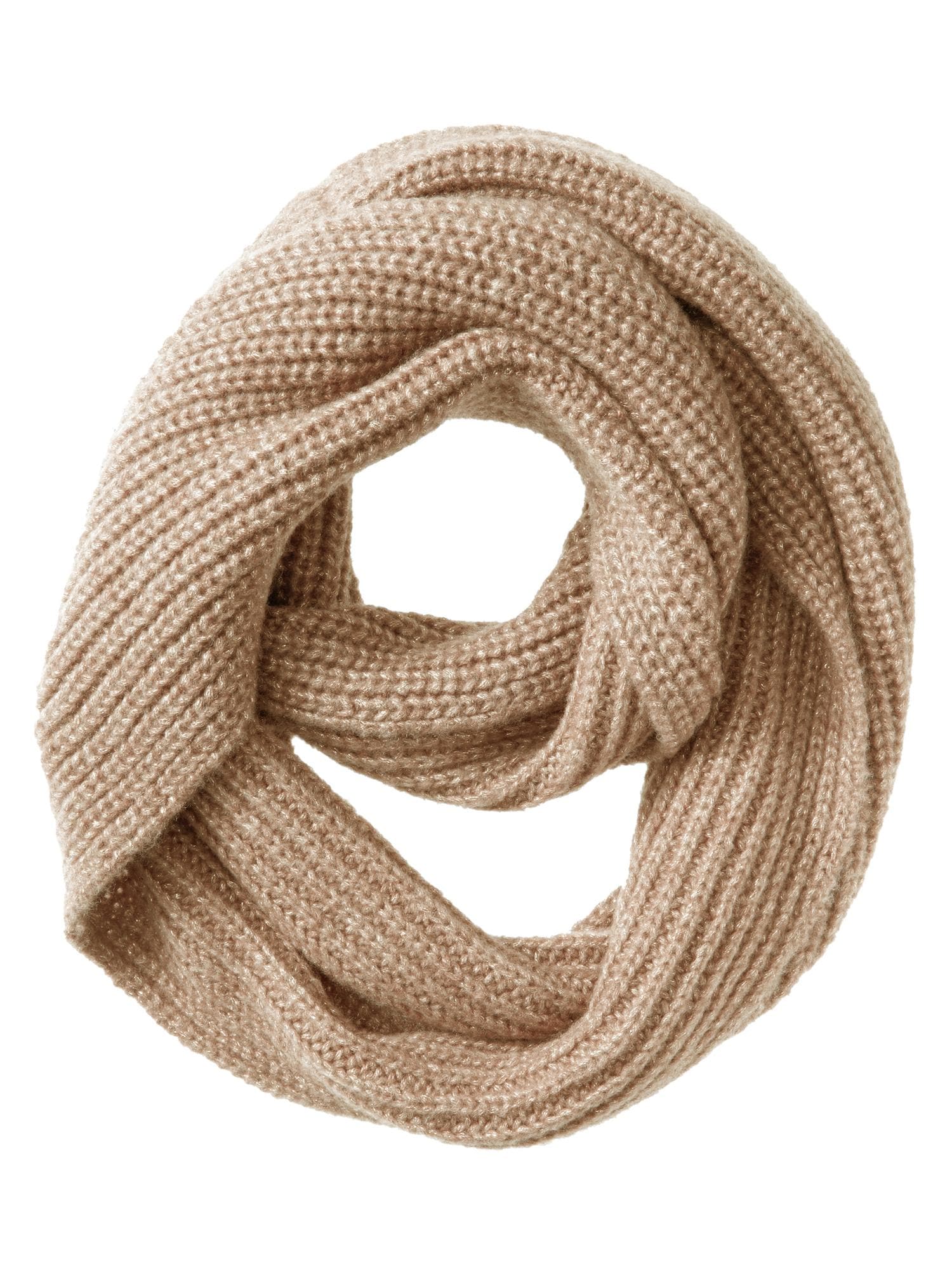 Metallic shaker stitch infinity scarf