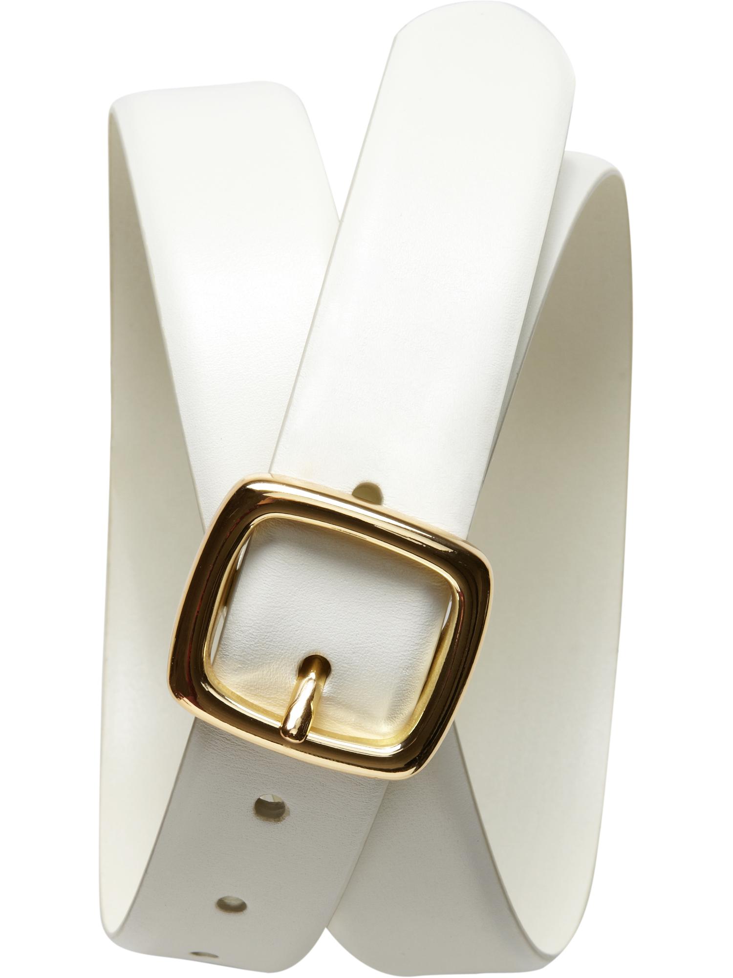 Leather Square Buckle Belt | Ivory main image 0