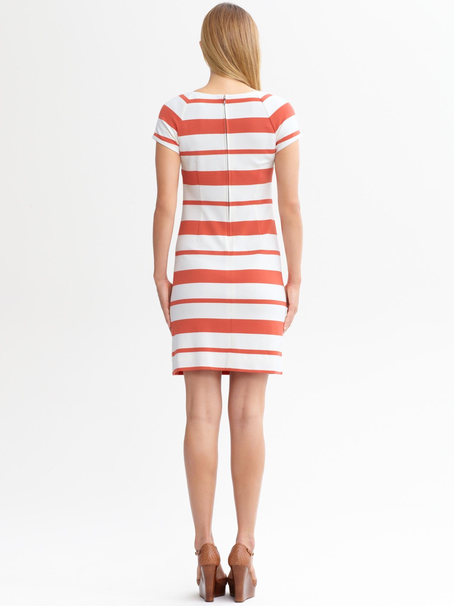Striped Knit Short-Sleeve Dress | Banana Republic