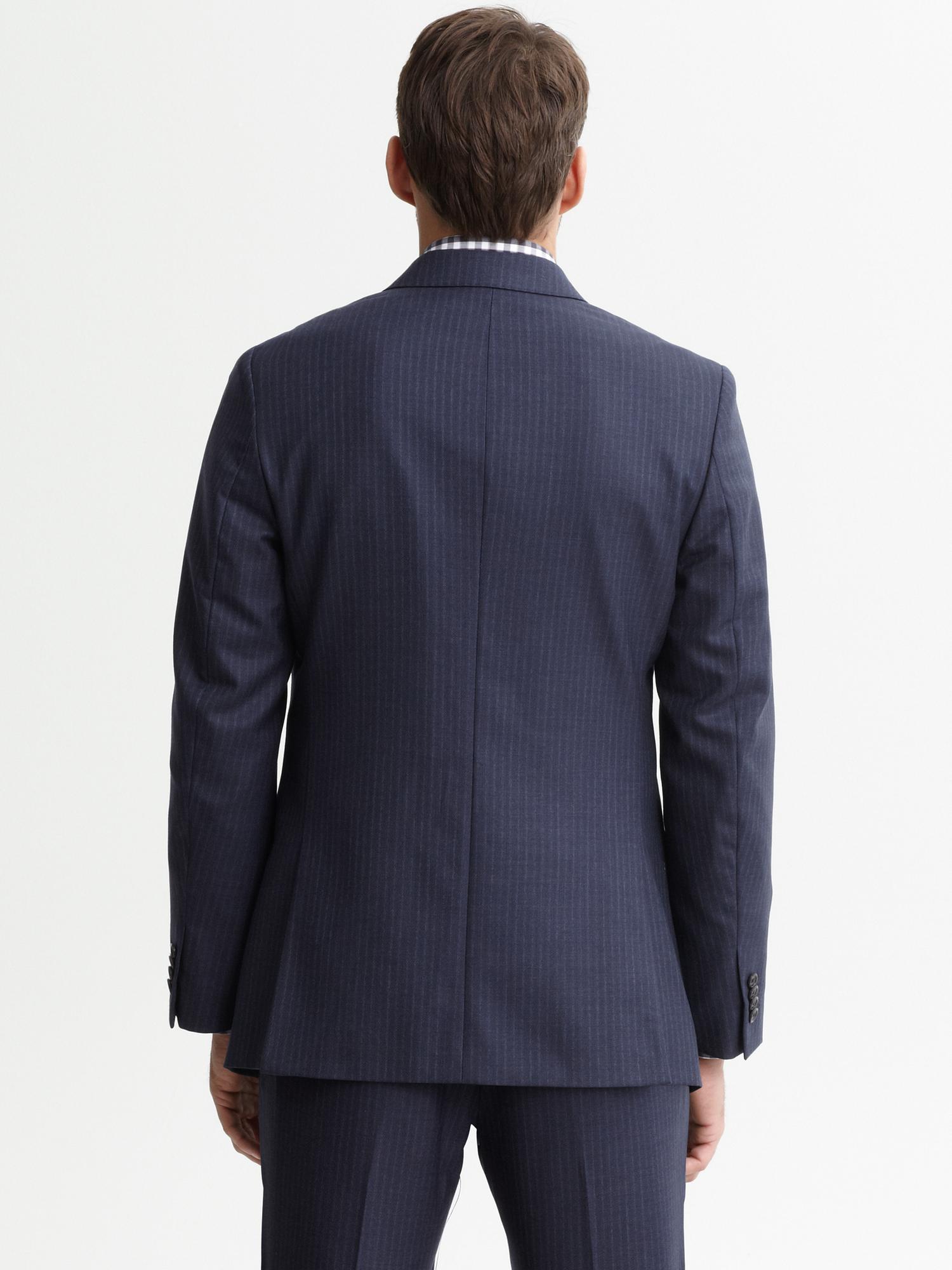 Tailored-fit Navy Pinstripe Wool Suit Jacket 