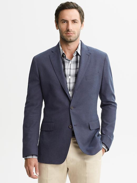Tailored navy birdseye three-button blazer | Banana Republic