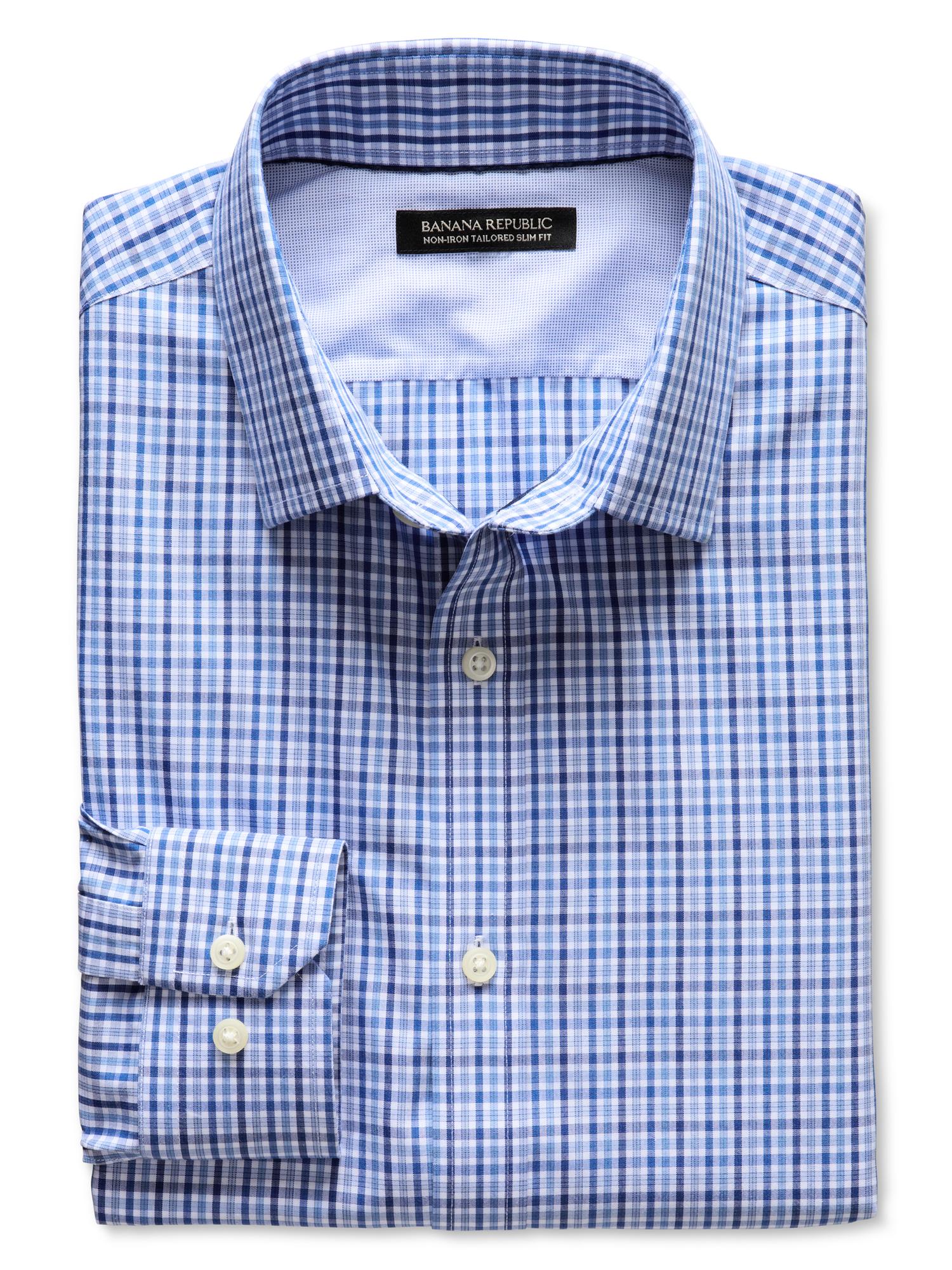 Tailored SlimFit NonIron MultiPlaid Shirt Banana Republic