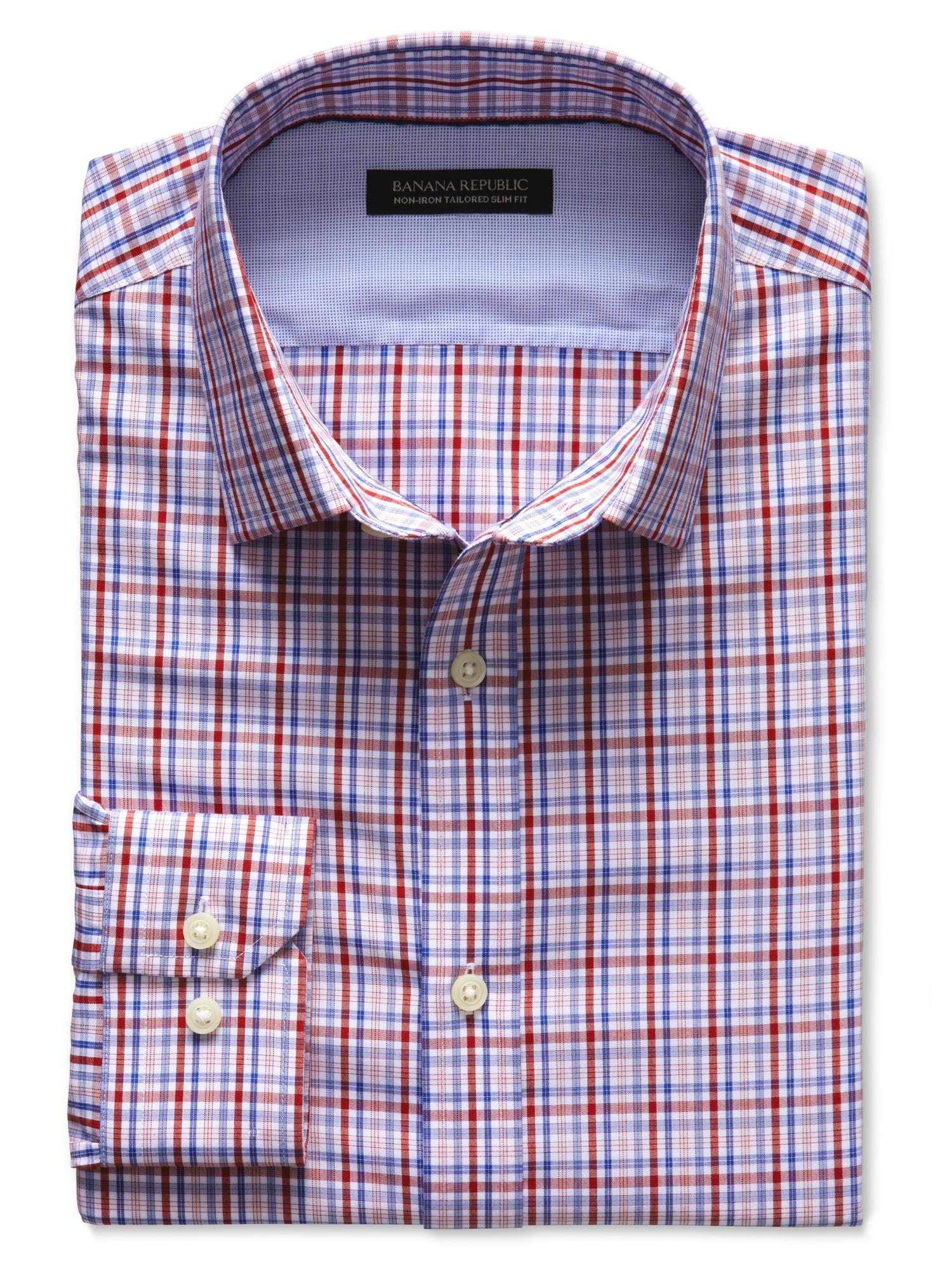 Tailored SlimFit NonIron MultiPlaid Shirt Banana Republic