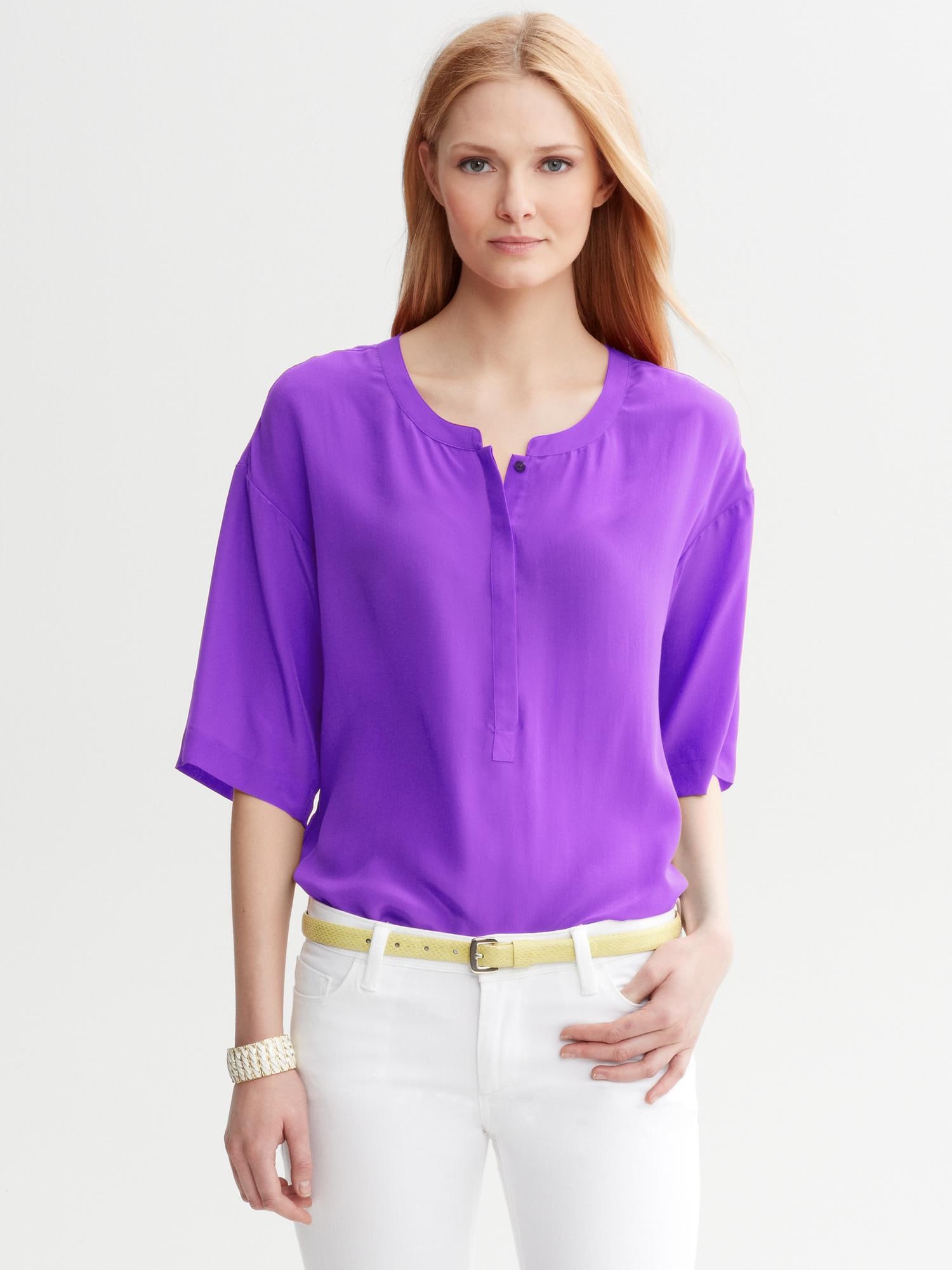 Dolman-Sleeve Silk Top | Banana Republic