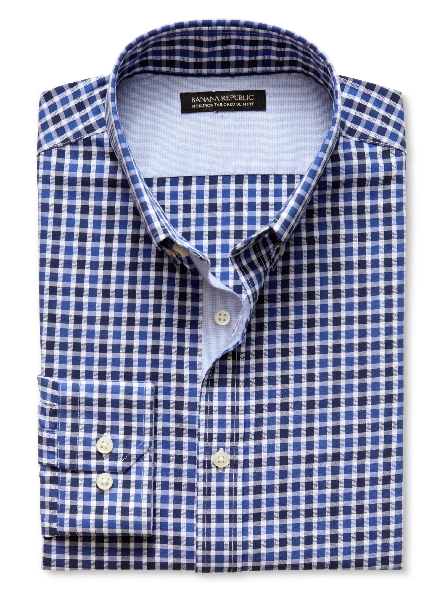 Tailored Slim-Fit Non-Iron Dobby Check Button-Down Shirt