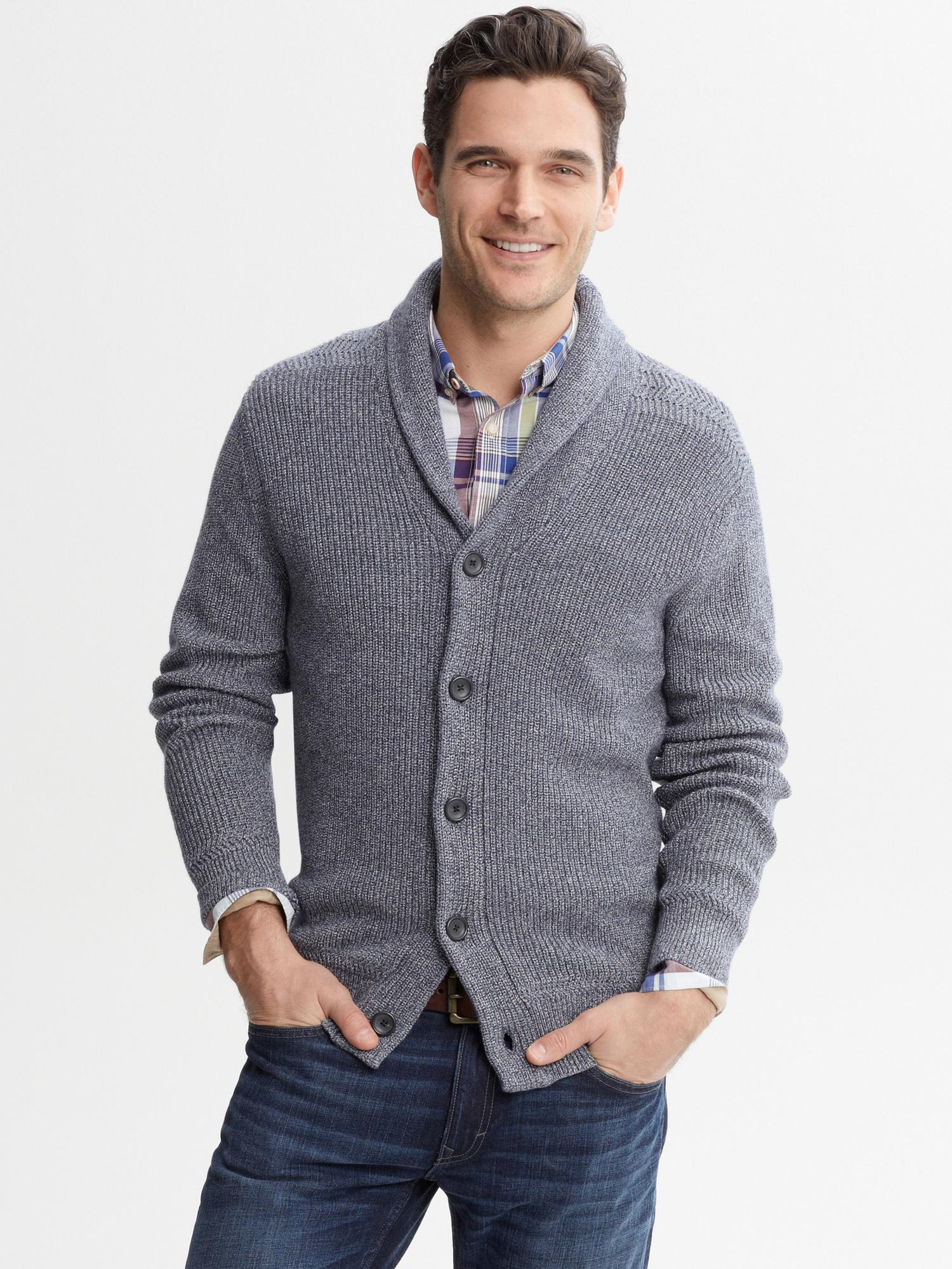 Textured Shawl-Collar Cardigan | Banana Republic