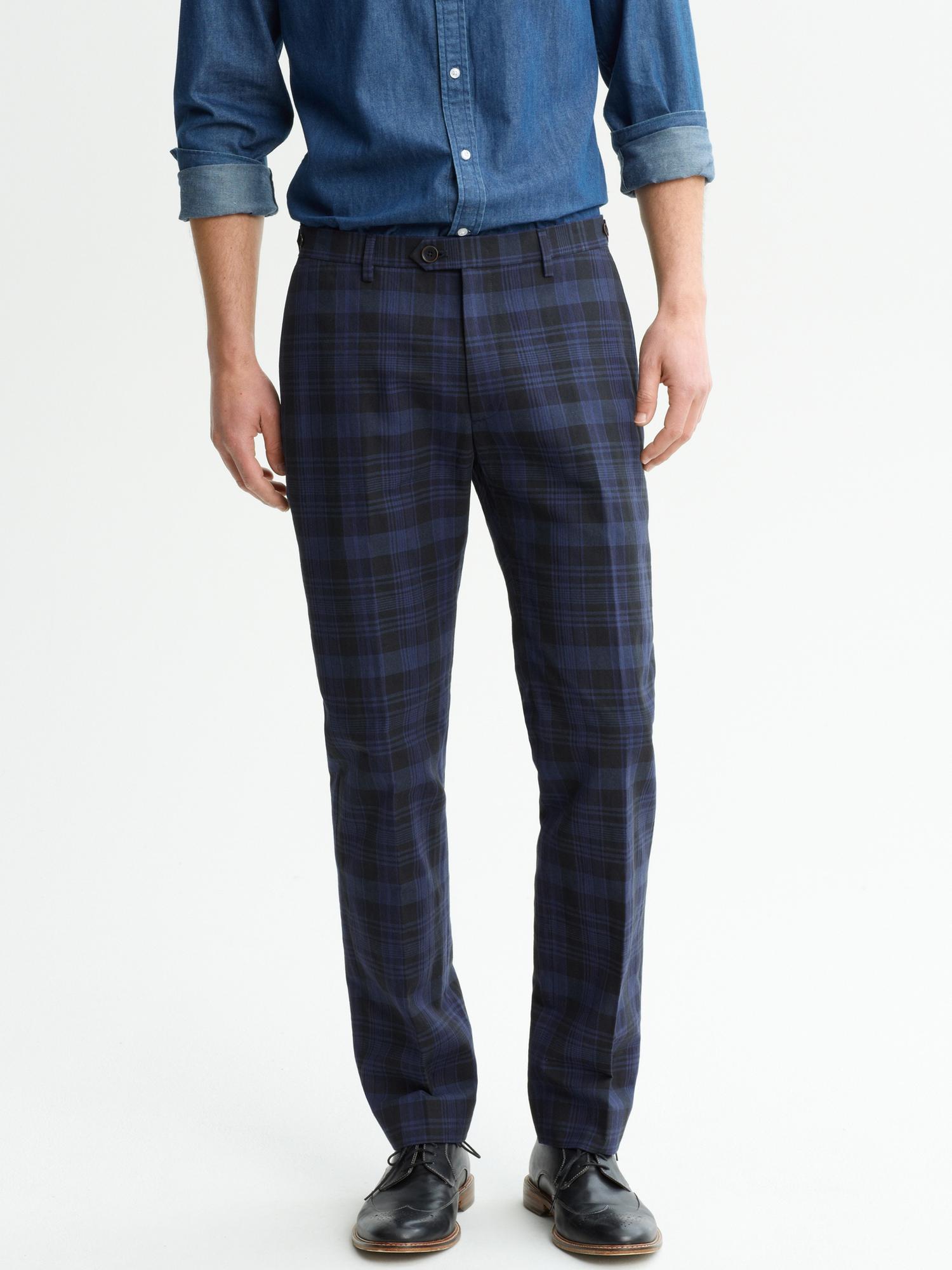 Heritage Navy Plaid Pant | Banana Republic